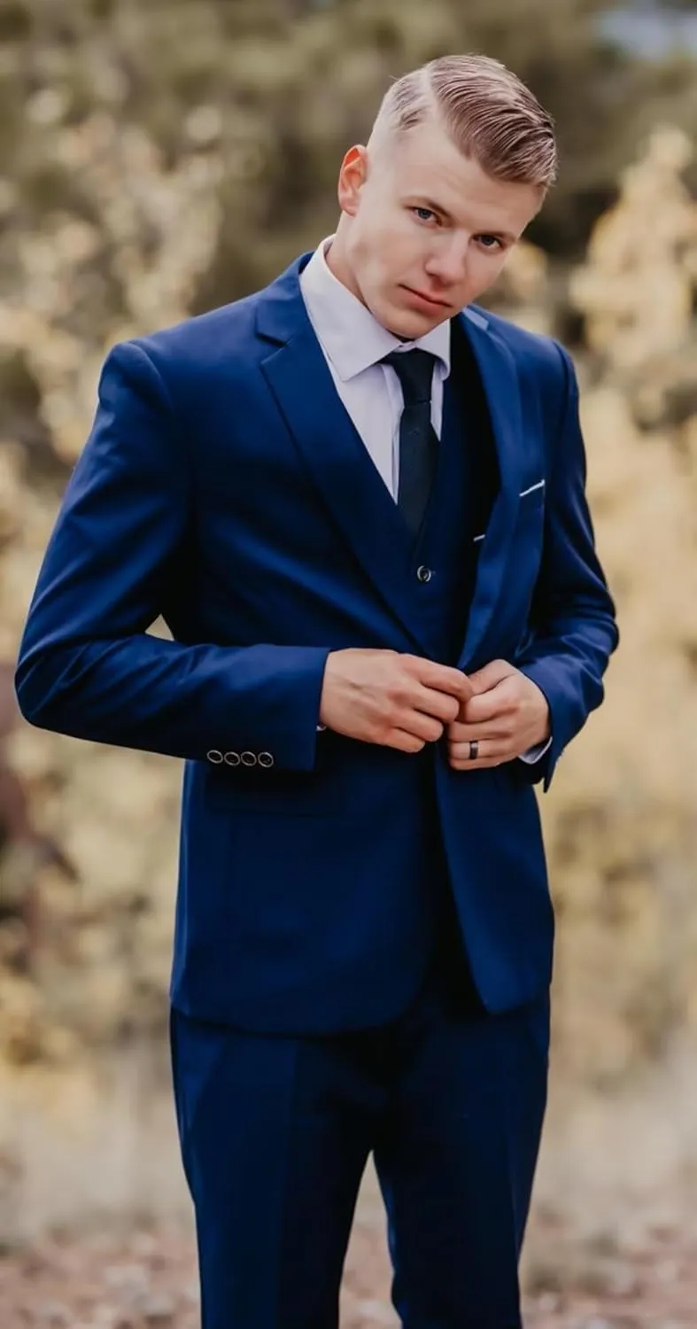 3 Piece Slim Fit Suits for Men Prom Mens Suit 3 Piece Classic Fit Wedding Suit Solid One Button Jacket Vest Pants
