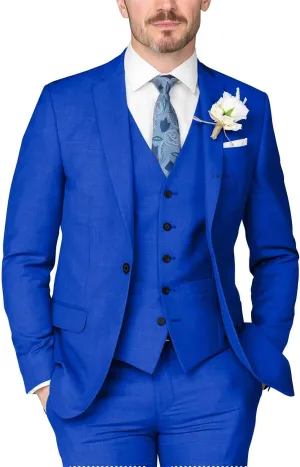 3 Piece Slim Fit Suits for Men Prom Mens Suit 3 Piece Classic Fit Wedding Suit Solid One Button Jacket Vest Pants