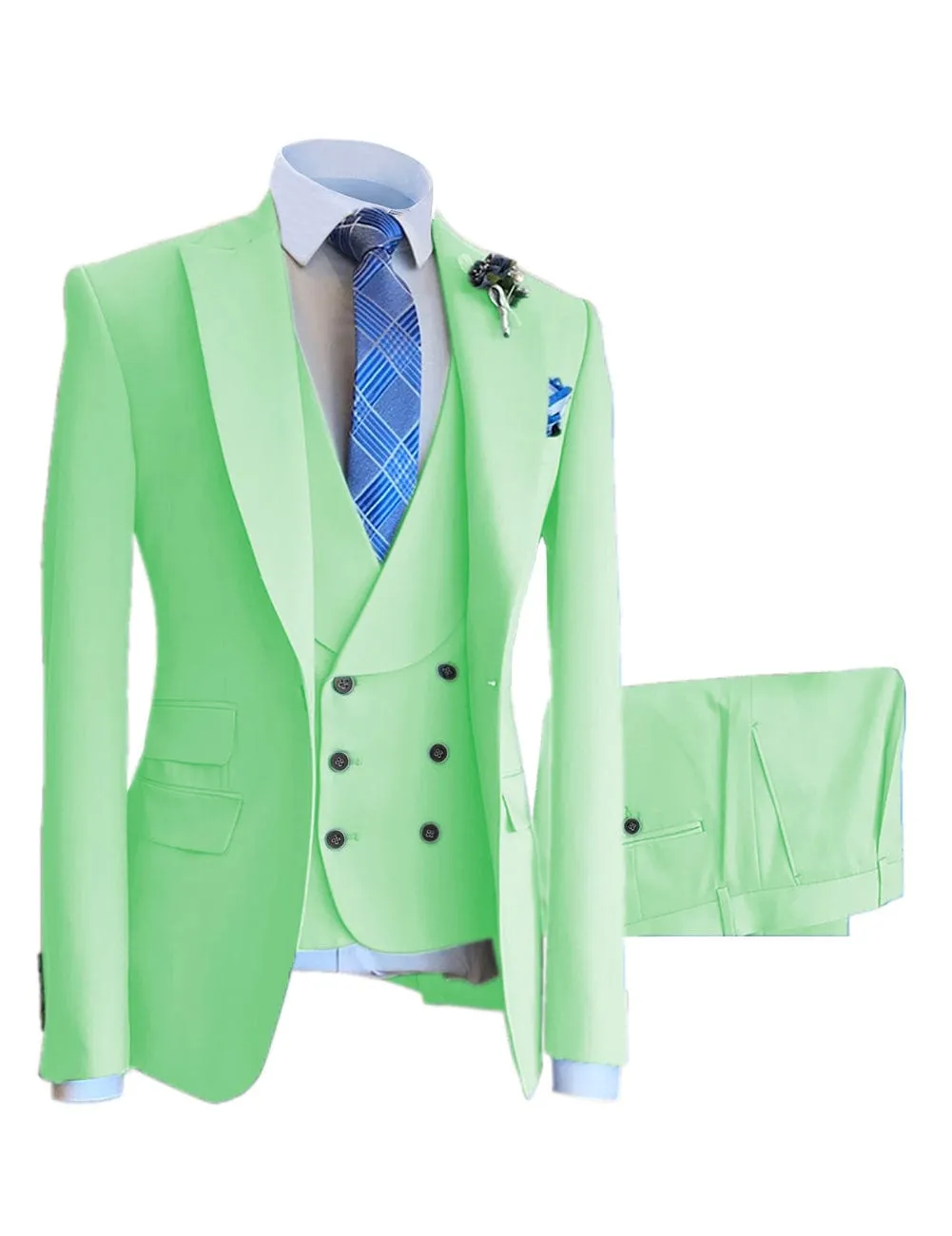 3 Pieces Mens Suit Design Slim Fit Peak Lapel Tuxedos (Blazer vest Pants)