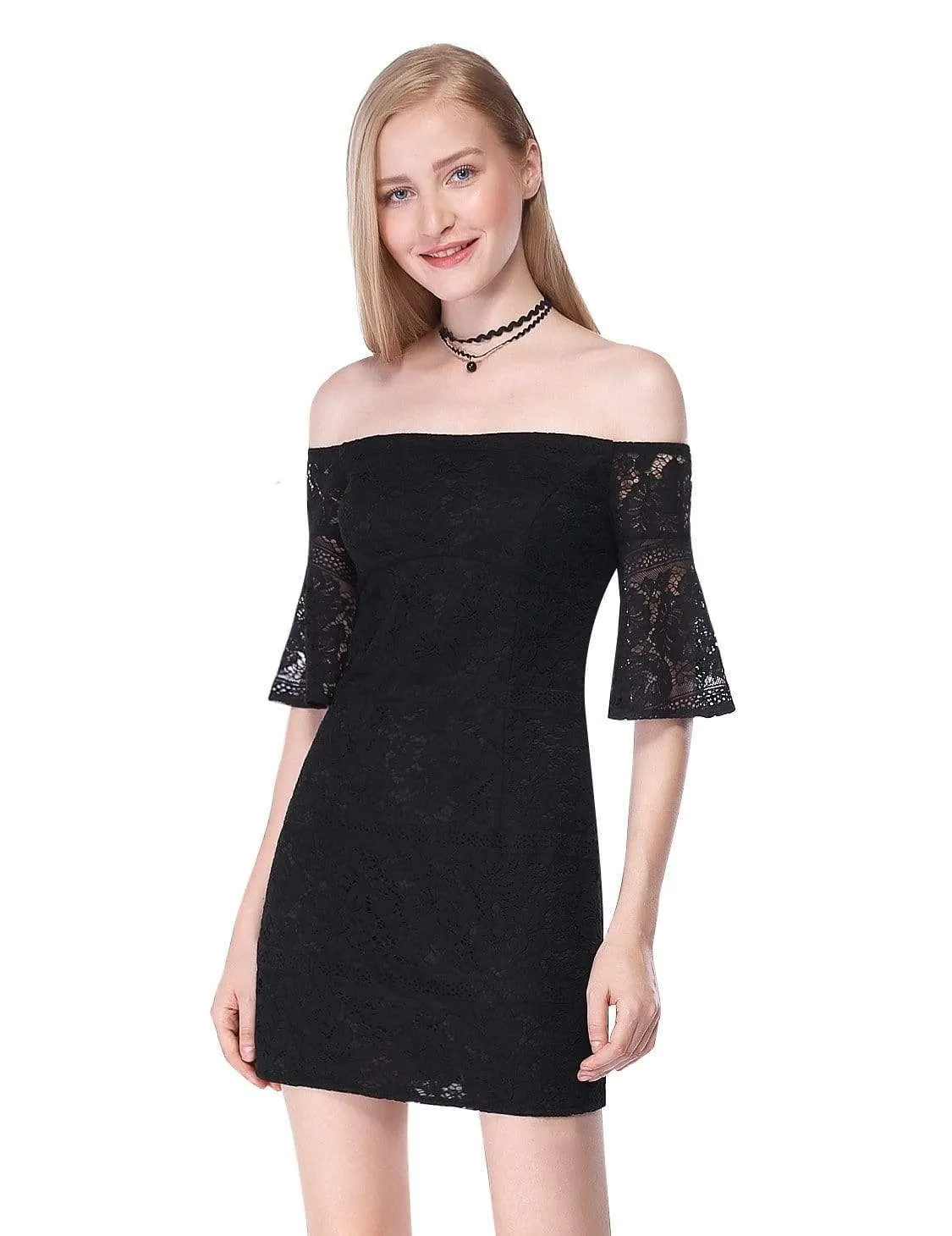 Alisa Pan Sexy Off Shoulder Little Black Dress