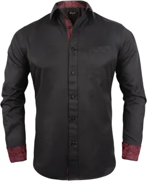 Alizeal Men's Business Slim Fit Dress Shirt Long Sleeve Patchwork Button-Down Shirt