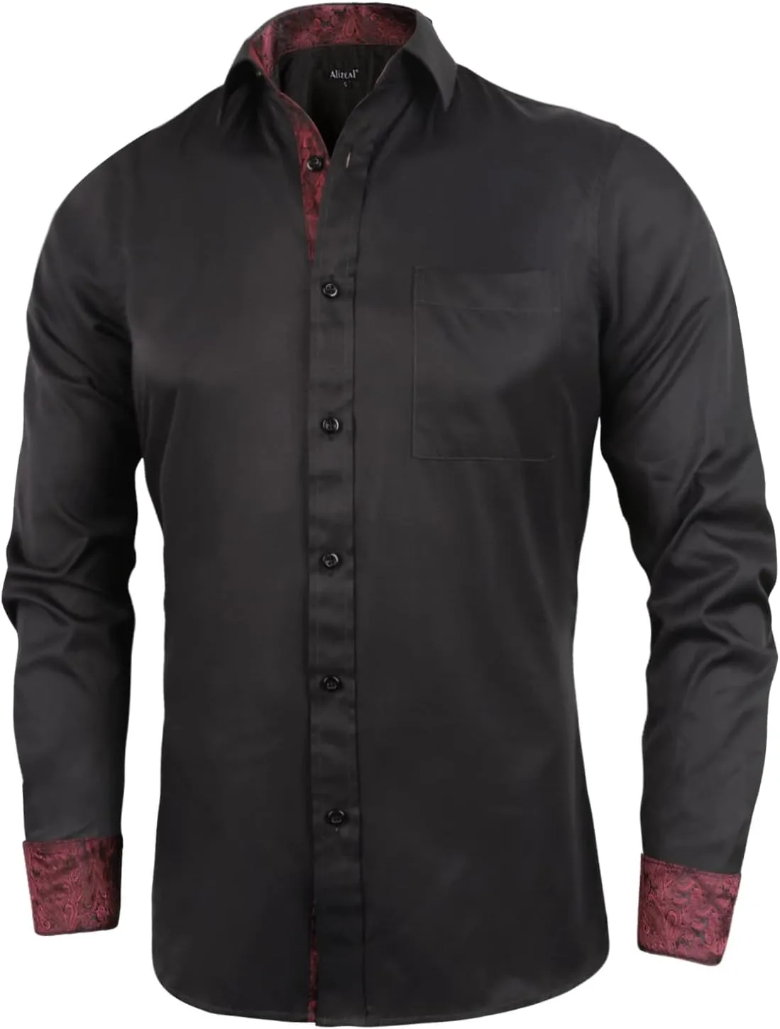Alizeal Men's Business Slim Fit Dress Shirt Long Sleeve Patchwork Button-Down Shirt