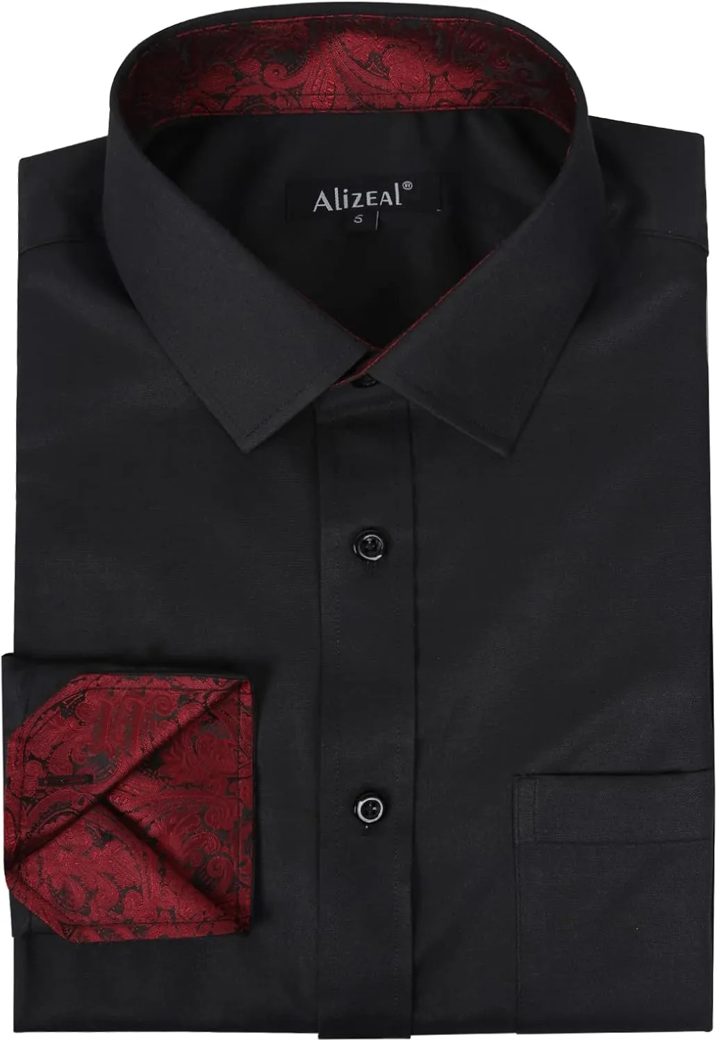 Alizeal Men's Business Slim Fit Dress Shirt Long Sleeve Patchwork Button-Down Shirt