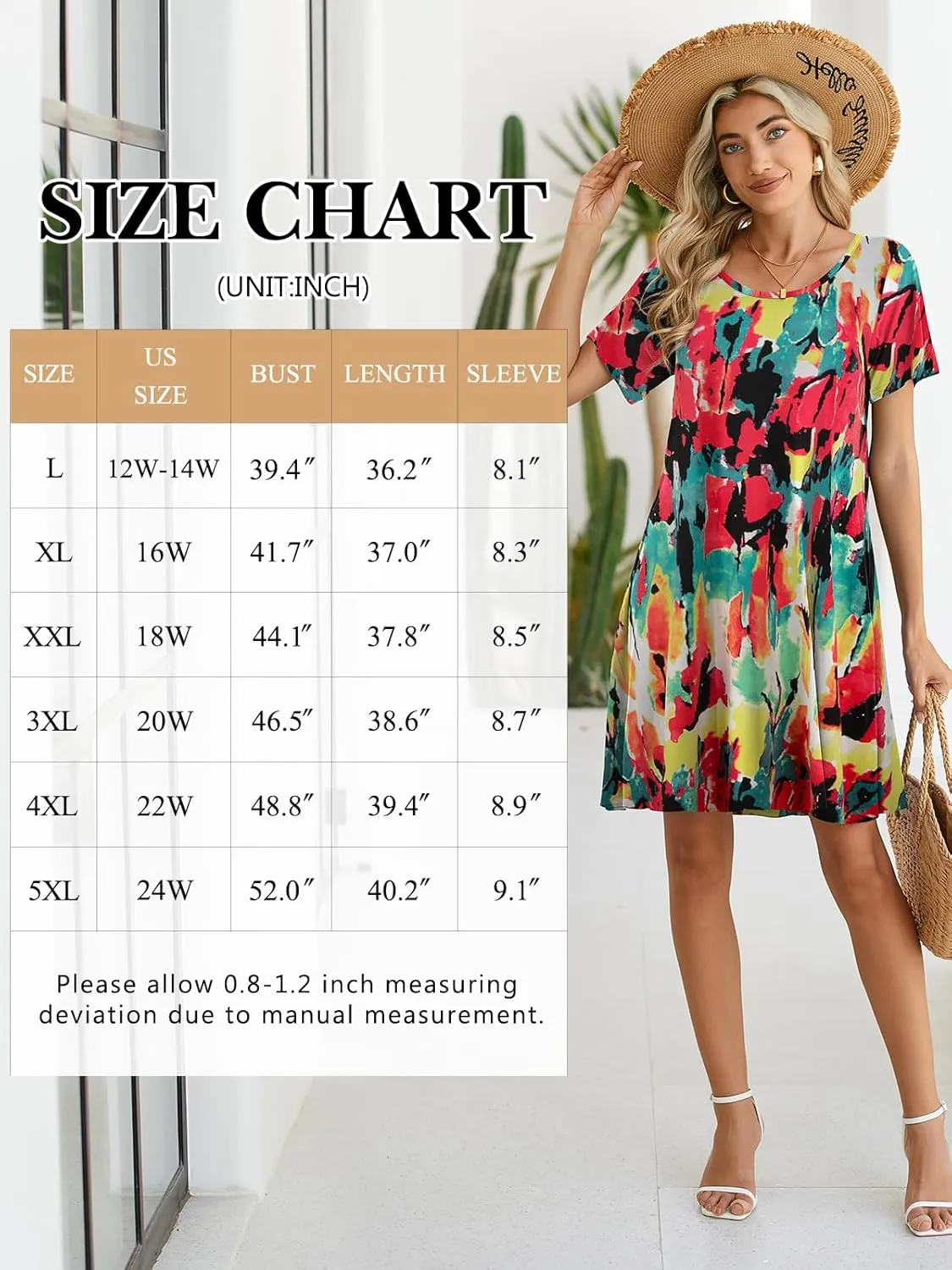 BELAROI Womens Summer Casual T Shirt Dress Loose Swing Tunic Dress Short Sleeve Sundress with Pockets