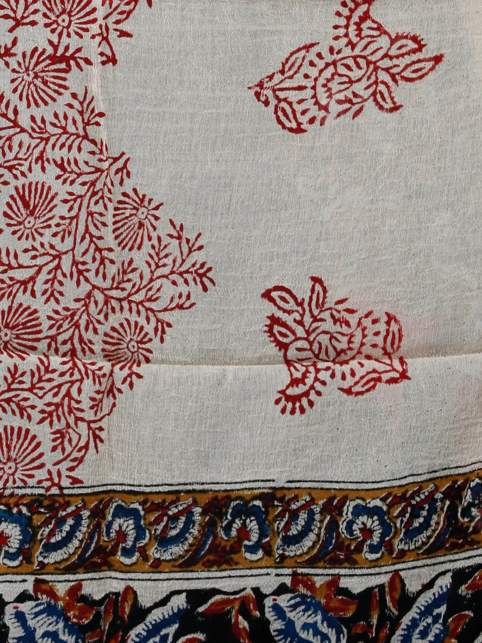 Black Beige Indigo Hand Block Printed Cotton Suit-Salwar Fabric With Chiffon Dupatta (Set of 3) - SU01HB400