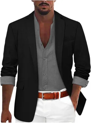 Linen Blazer Men Summer Casual Business Suit Jackets Lightweight Sports Linen Suit Jacket for Men