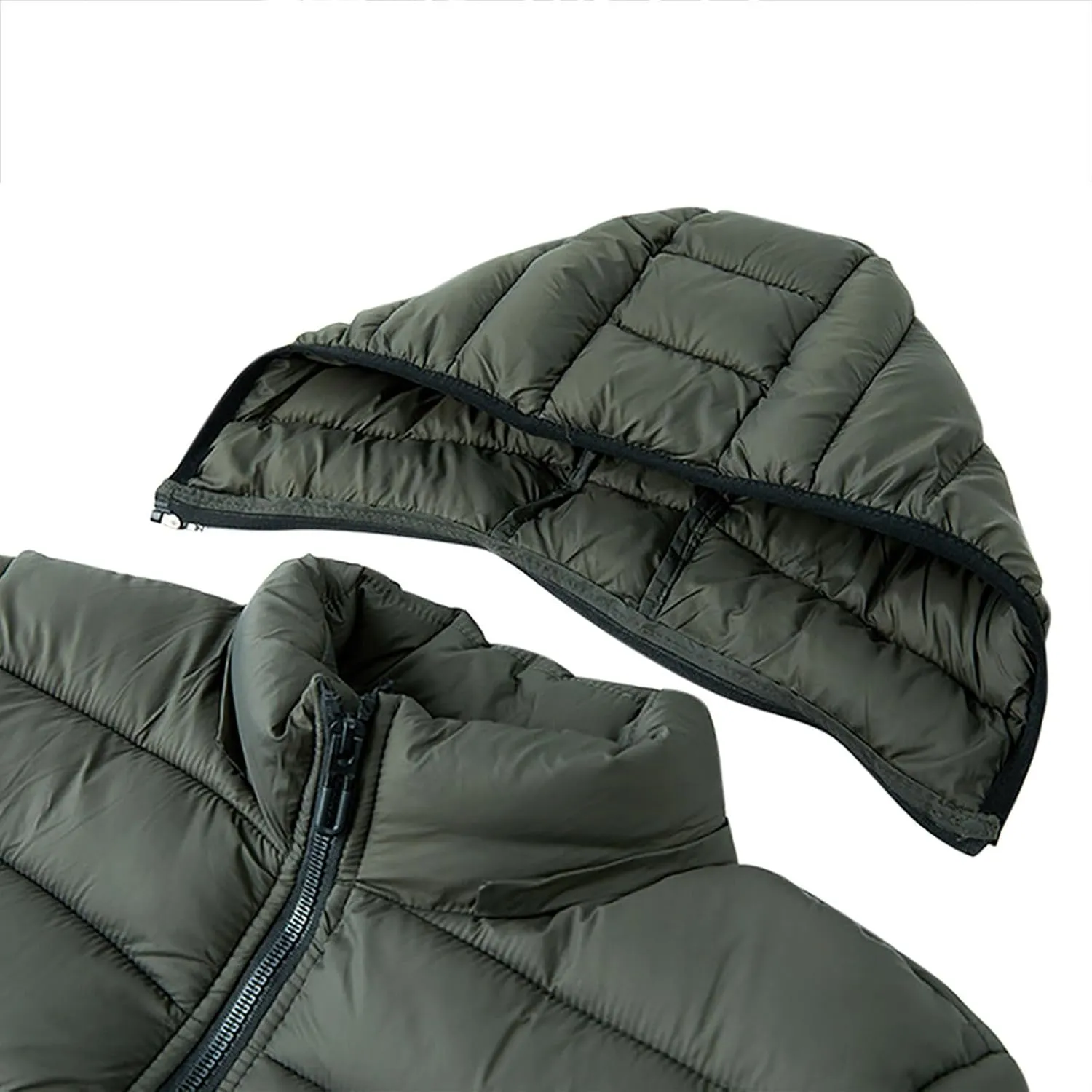 Mens Puffer Jacket Lightweight Hooded Down Jacket Water Resistant Quilted Jacket Plus Size Insulated Jacket Winter Coat