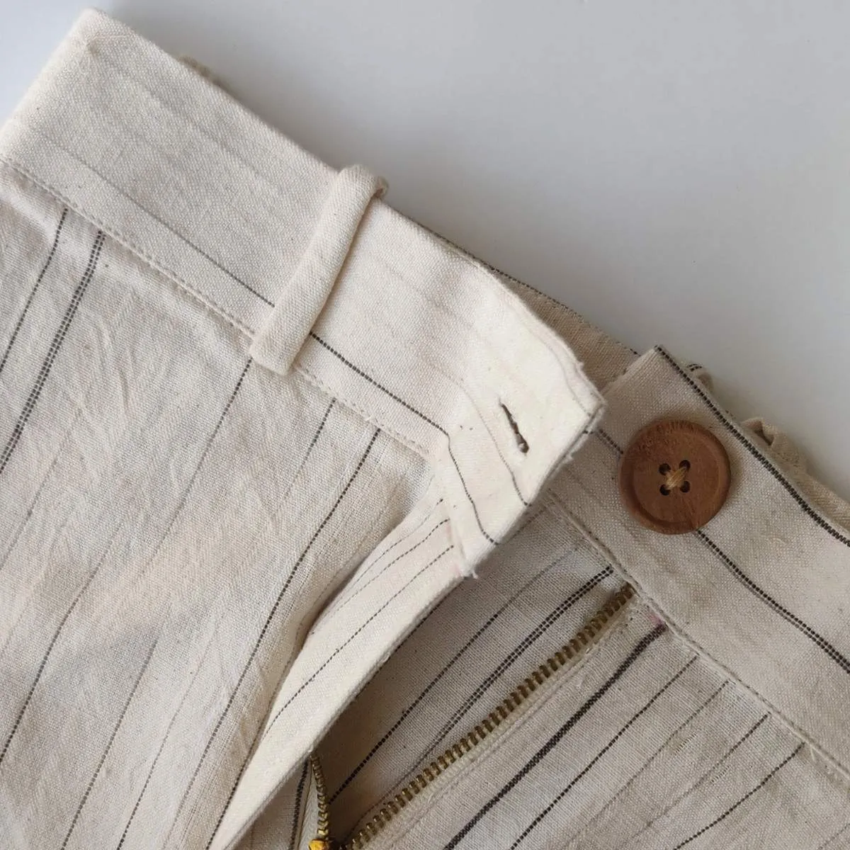Natural Stripes |  High-Waisted Crop Pants