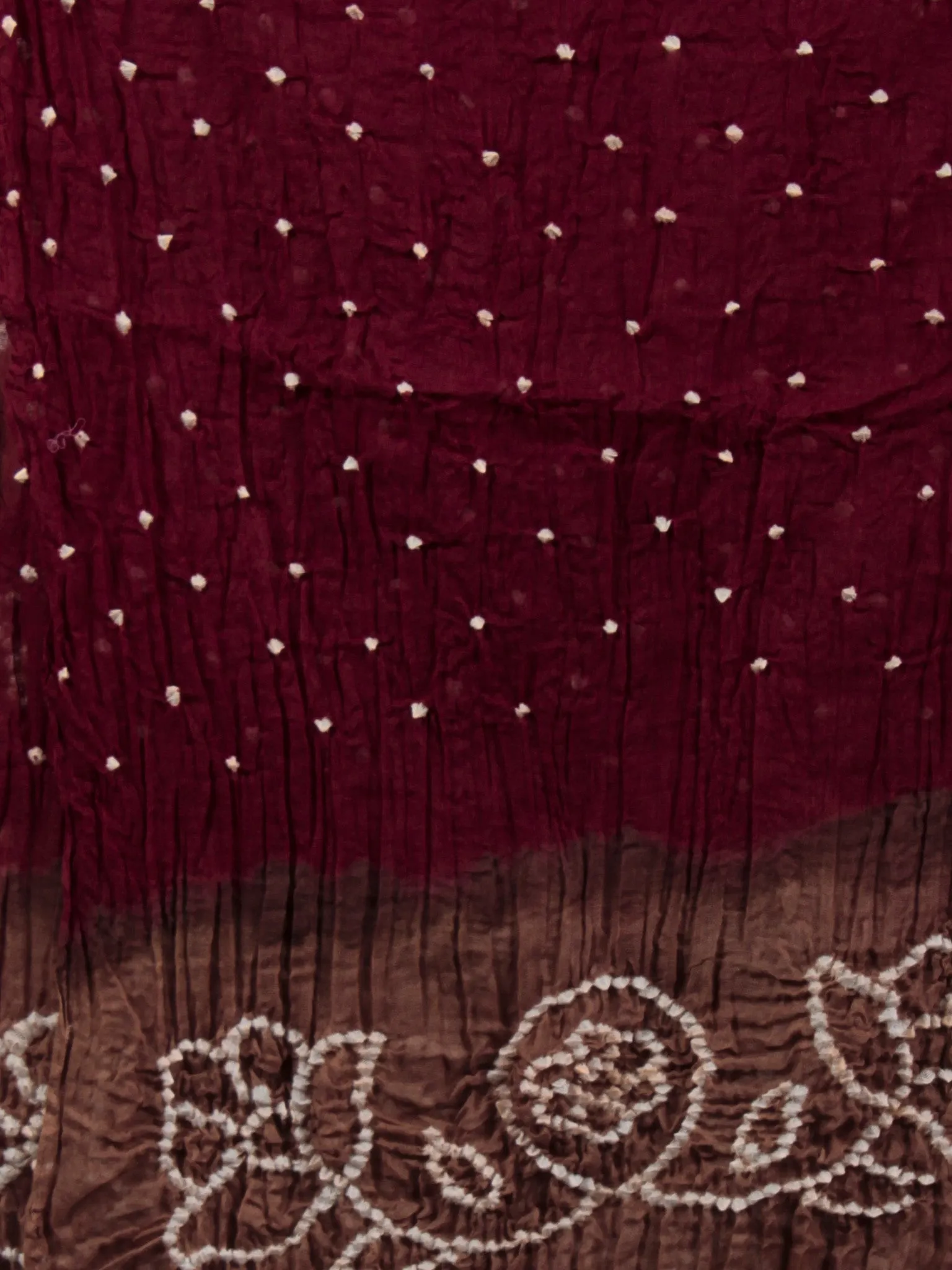 Peanut Brown Maroon White Hand Tie & Dye Bandhej Suit Salwar Dupatta (Set of 3) With Hand Embroidery & Mirror Work - S16281245