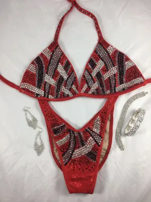 Sennett Deluxe Figure Suit QuickShip- C cup - Red -BlingBlingBottomButt