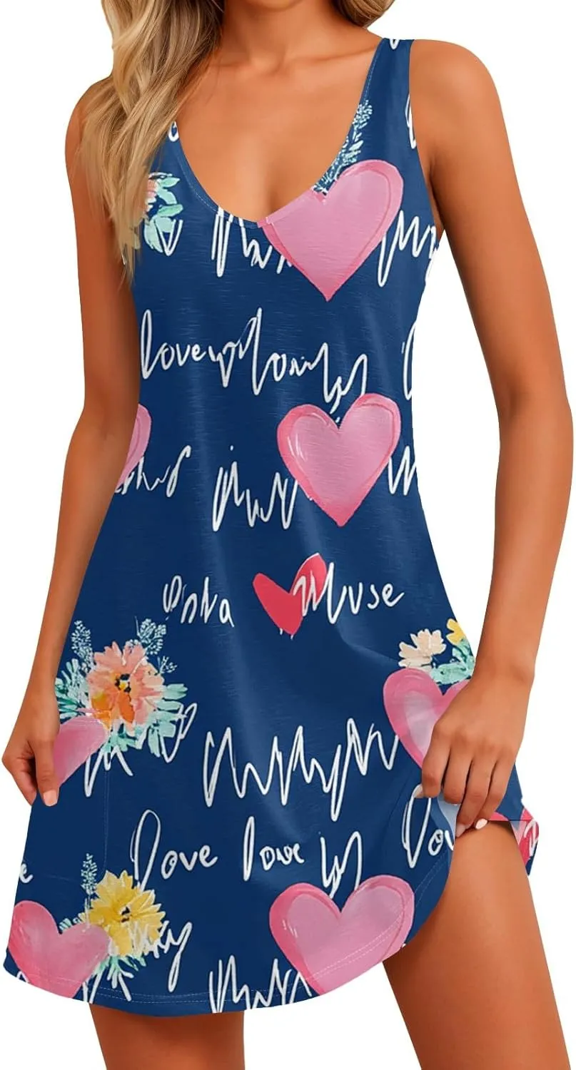 Summer Dresses for Women Vacation Casual Sundress Beach V Neck Dress with Pocket 2025 Sleeveless Swimsuit Coverup