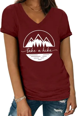 Take A Hike T Shirt Women Men Adventure Mountain Graphic Tees Funny Camping Hiking Shirt