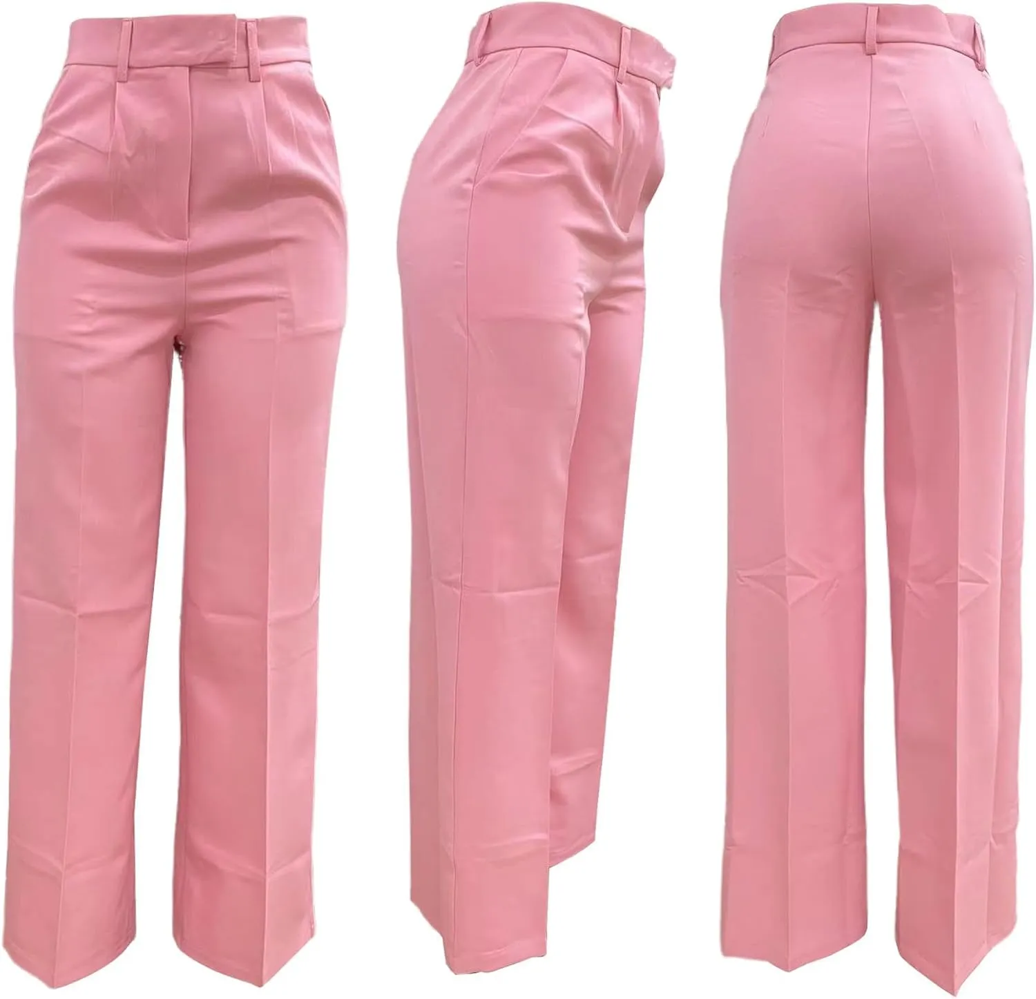 Unybwonn Women Wide Leg Dress Pants High Waisted Straight Leg Business Slacks Work Pants Casual Button Down Trousers