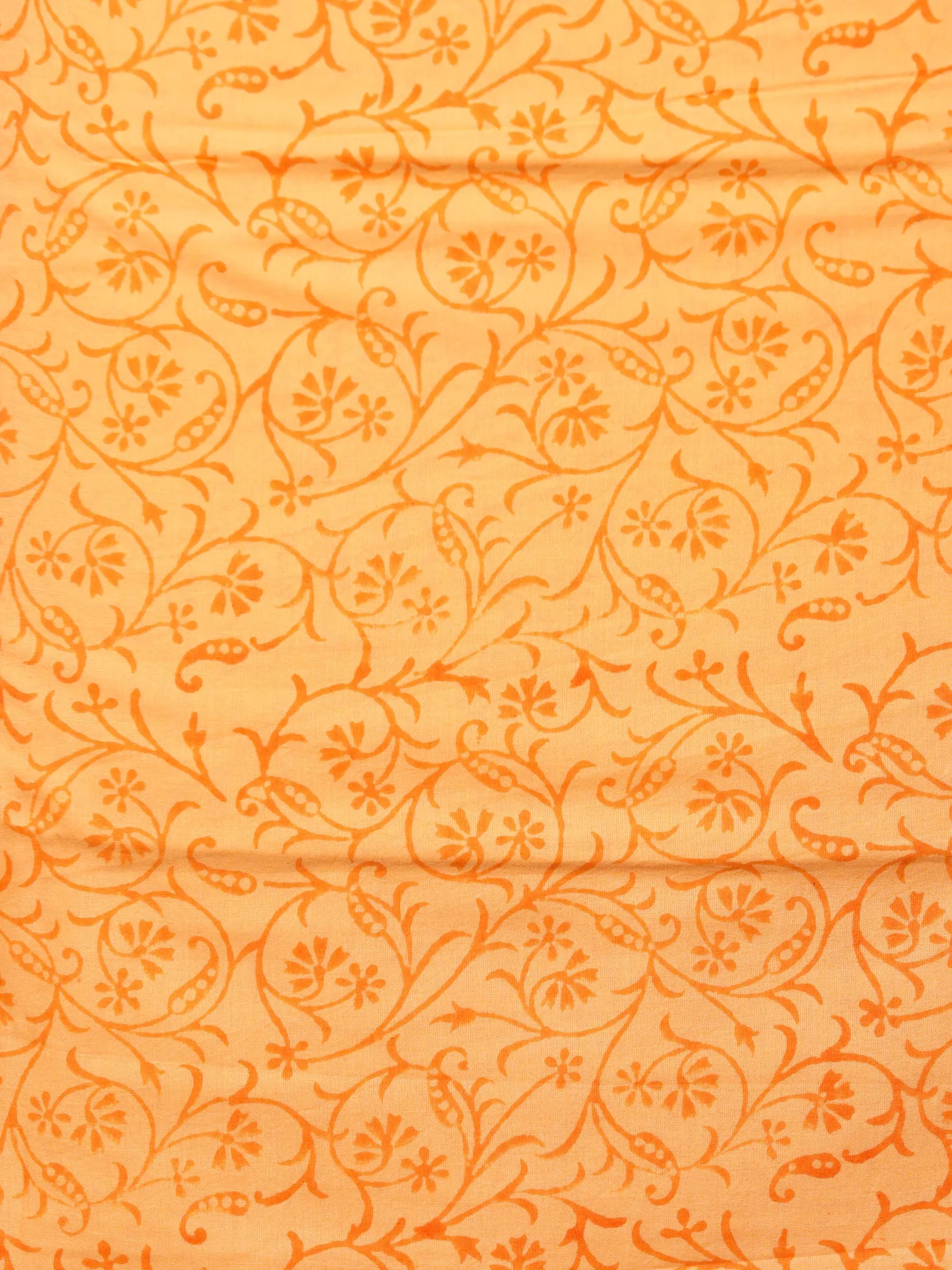 White Coral Orange Hand Block Printed Cotton Suit-Salwar Fabric With Chiffon Dupatta (Set of 3) - SU01HB338