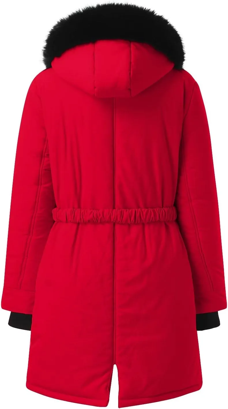 Winter Coat for Women Sherpa Lined Jacket Thermal Fleece Zip Up Overcoats with Hood Flannel Parka Outwear with Pocket