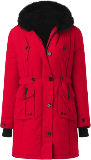 Winter Coat for Women Sherpa Lined Jacket Thermal Fleece Zip Up Overcoats with Hood Flannel Parka Outwear with Pocket