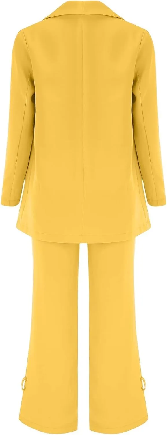 Womens 2 Piece Suits Business Trouser Suit Set Ladies Office Slim Fit Formal Blazer Going Out Blazer Jackets