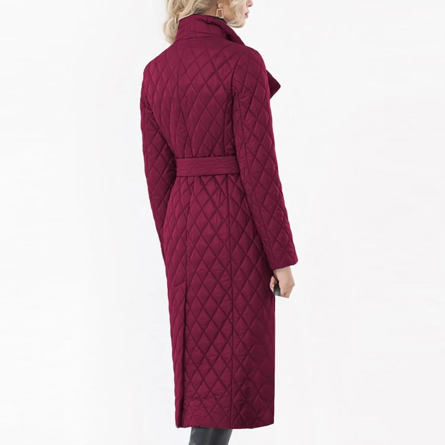 Womens Down Jackets Long Quilted Lightweight Puffer Coat Windproof Warm 2024 Winter Jacket Trendy Casual Outerwear Belt