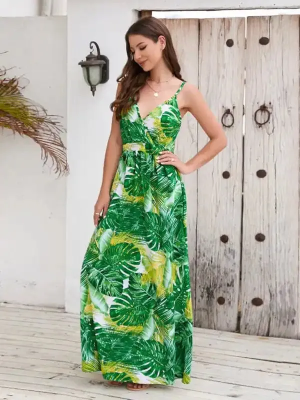 Women’s Floral-print Jacquard Fit & Flare Maxi Dress