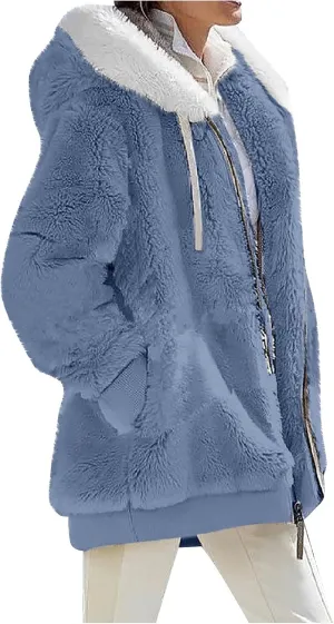ZEFOTIM Winter Coats for Women Casual Fleece Jacket Warm Soft Outdoor Sherpa Lined Thick Coat Outwear with Pockets